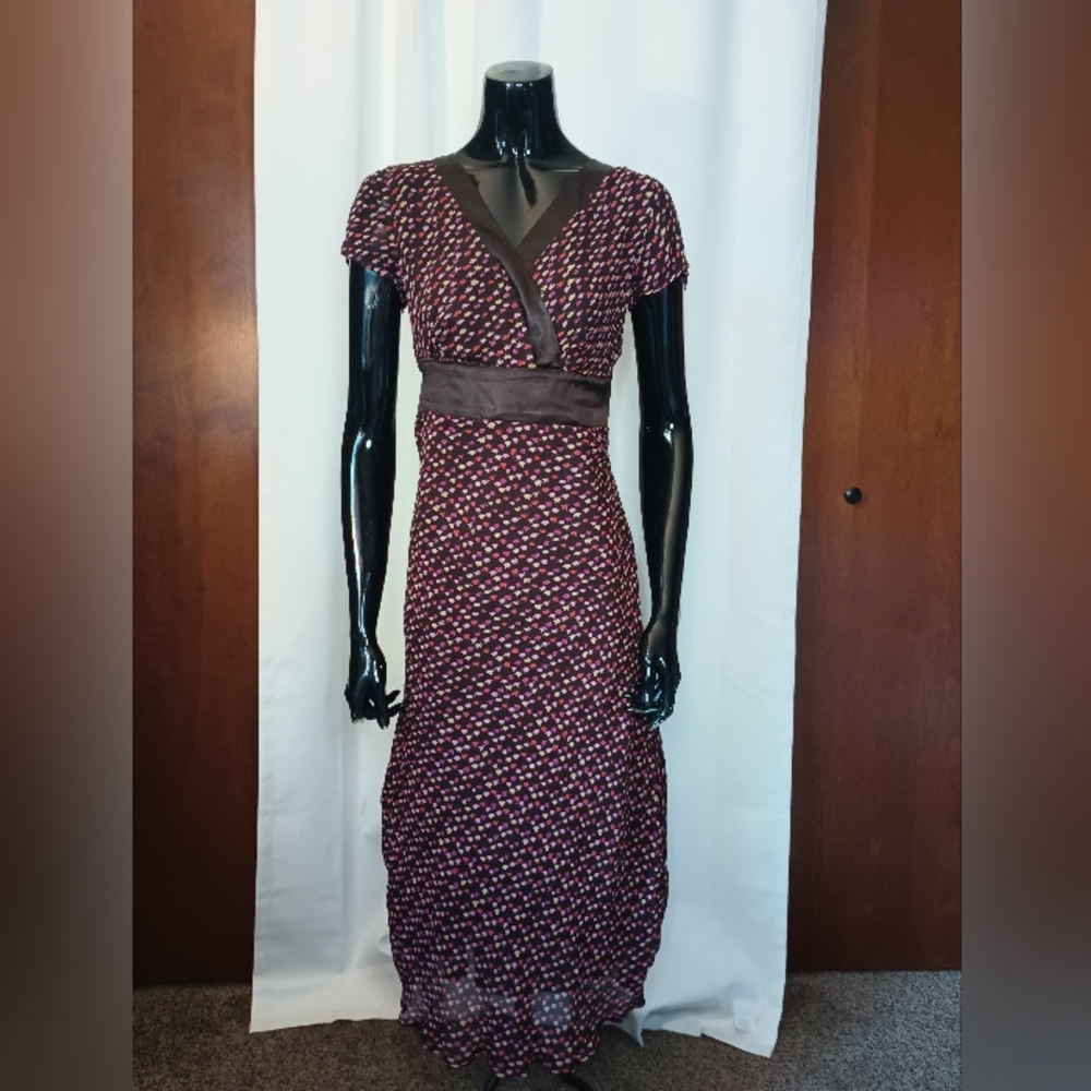 Style Co Womens Babydoll Midi Dress Size 6 Brown Empire Y2K Fairy Artsy Forest